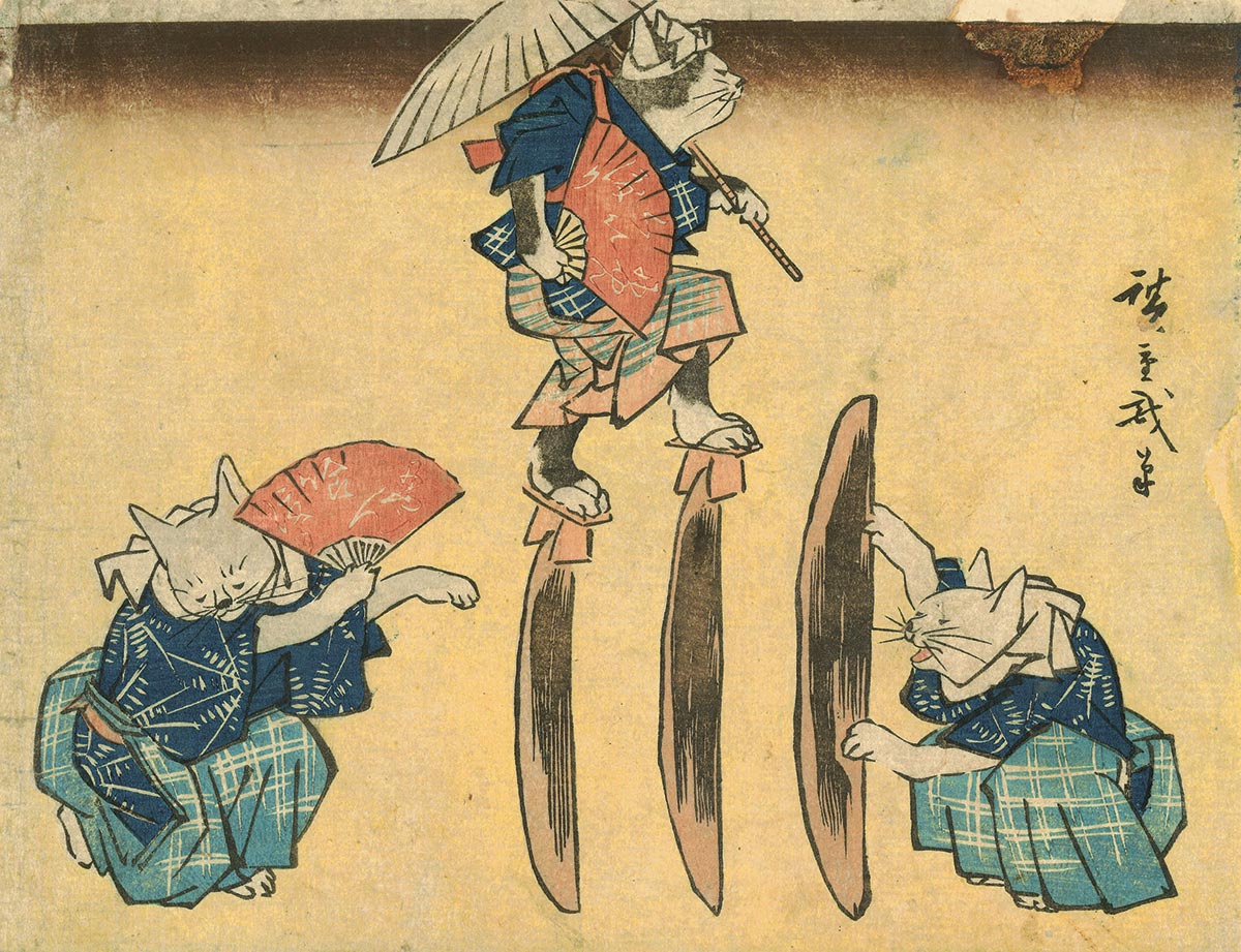 45_Hiroshige_Cat-Crossing-to-Eat-japan-gallery-society-life-of-cats