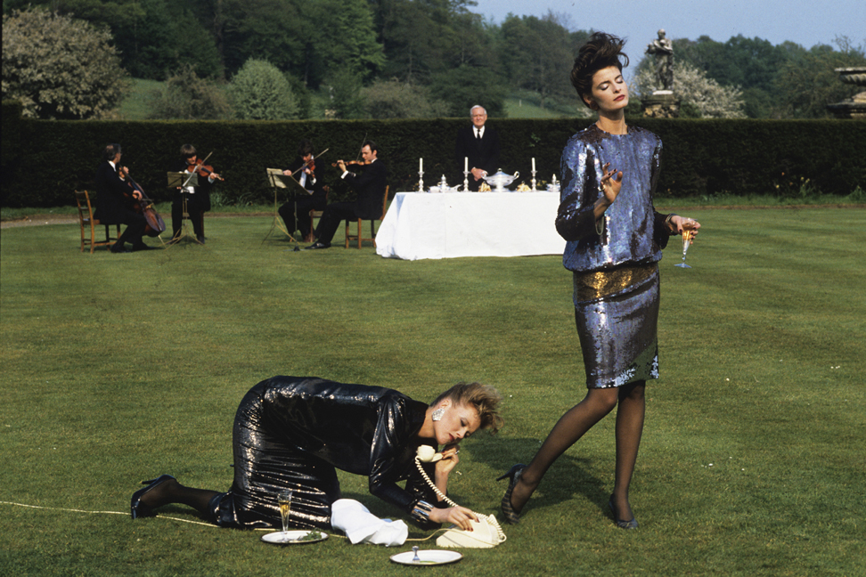 Denis Piel. Joan Severance & Nancy Donahue. A World Apart -1, Castle Howard. Yorkshire. UK. Vogue USA. 1982