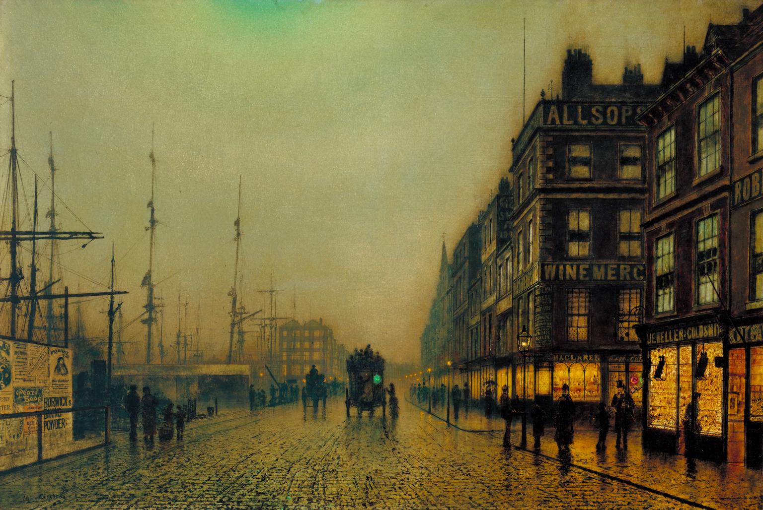 Liverpool Quay by Moonlight 1887 by Atkinson Grimshaw 1836-1893