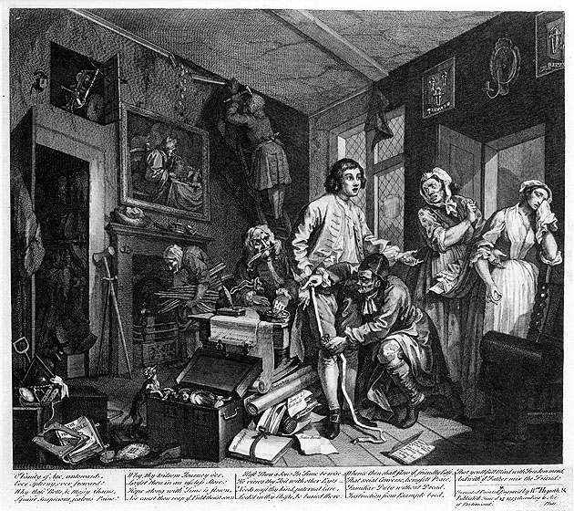 William_Hogarth_-_A_Rake's_Progress_-_Plate_1_-_The_Young_Heir_Takes_Possession_Of_The_Miser's_Effects