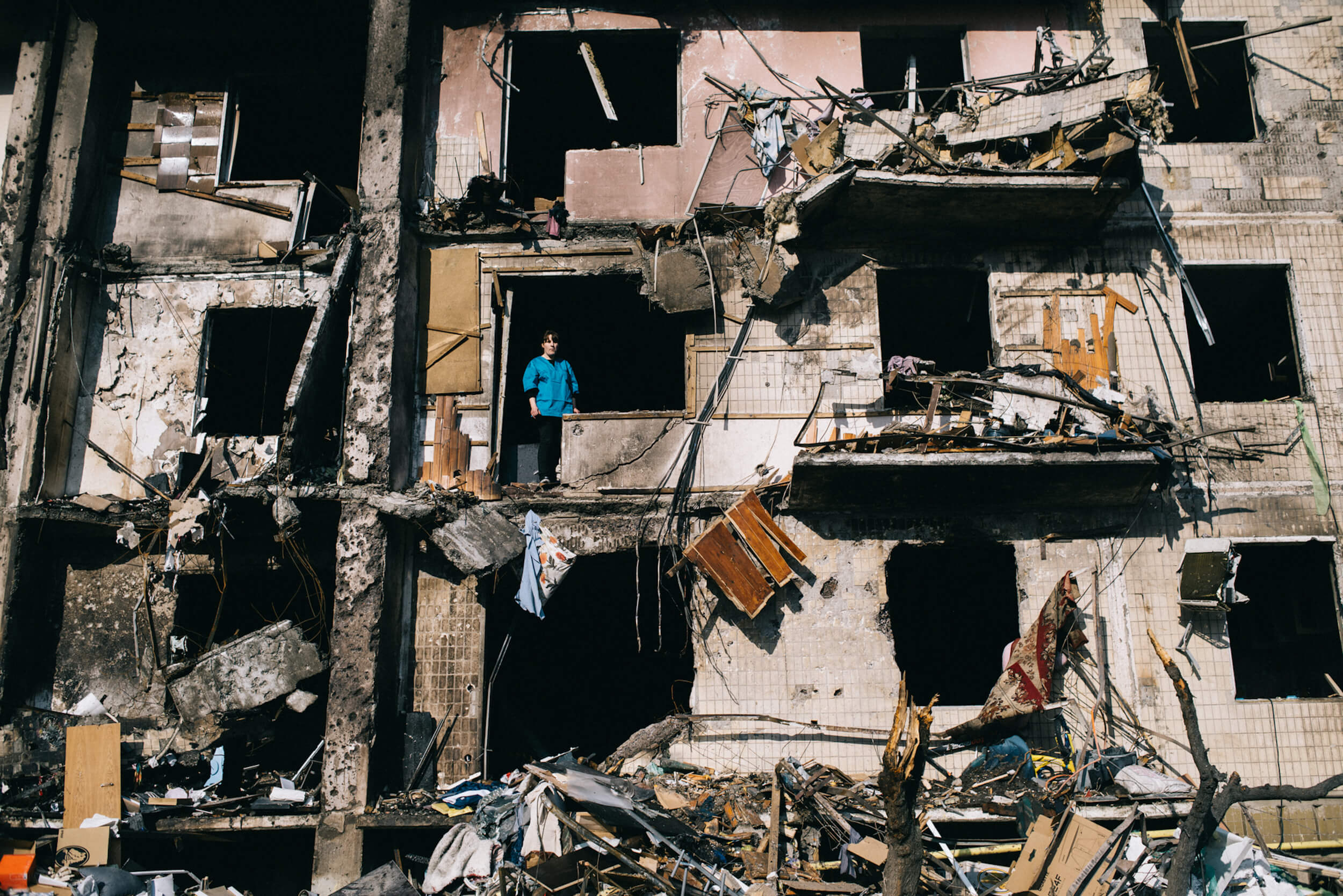 Житловий будинок у київському районі Позняки, зруйнований під час ракетного обстрілу з боку Росії 