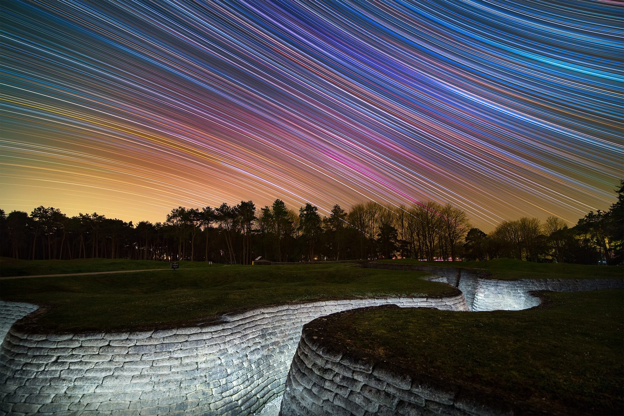 Skyscapes Celestial equator above WWI trenches Mermorial