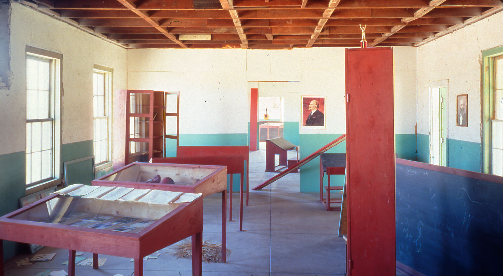 A permanent installation representing a Soviet school. Created by the artist for the Chinati Foundation, a contemporary art museum in Marfa, Texas. Photo: Florian Holzherr, Chinati Foundation.